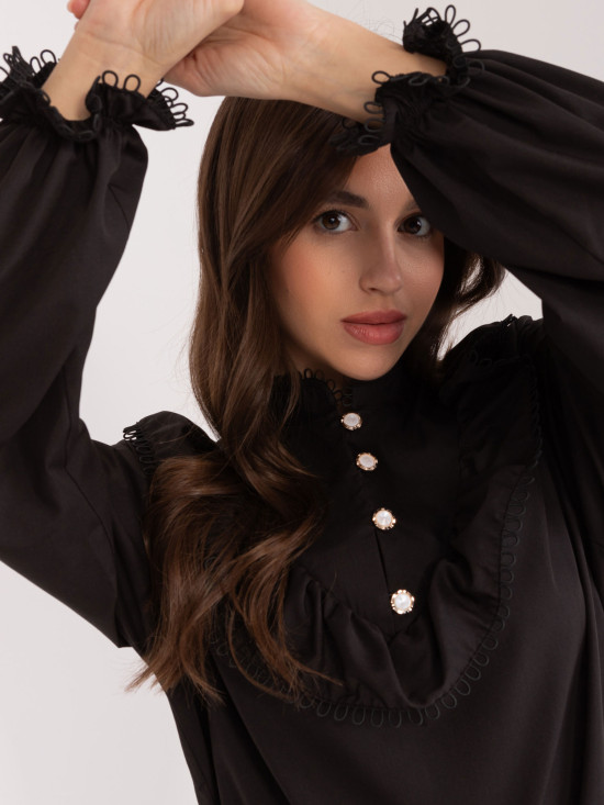 Elegant Black Blouse with Long Sleeves