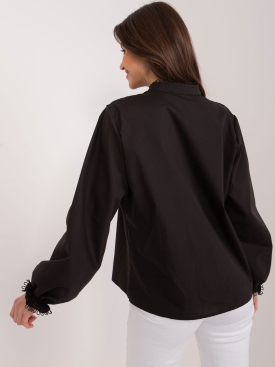 Elegant Black Blouse with Long Sleeves