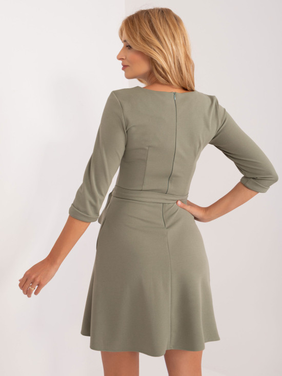 Elegant Flared Dress in Khaki