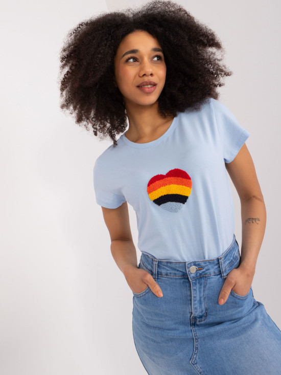 Stylish Blue Blouse with Application