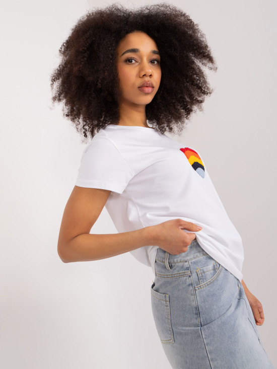 White Blouse with Application and Embroidery