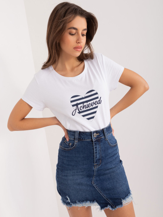 White and Navy Short Sleeve T-Shirt