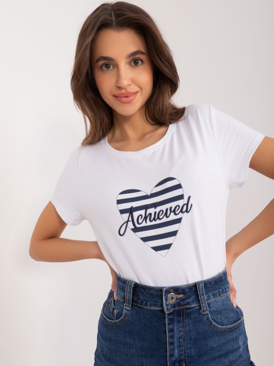 White and Navy Short Sleeve T-Shirt
