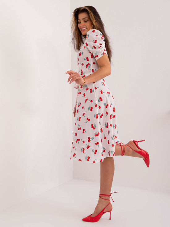 White Flared Dress with Belt