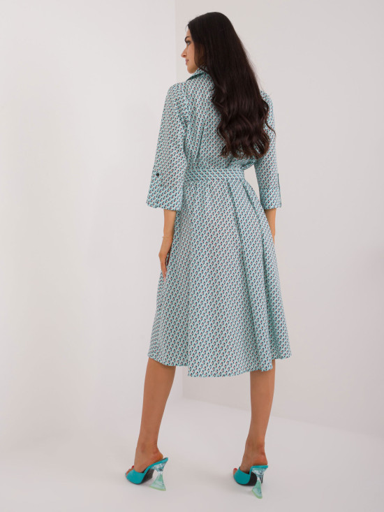 Flared Midi Dress with 3/4 Sleeves