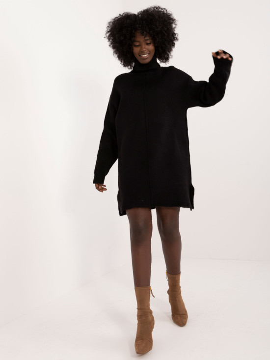 Elegant Black Mini Dress with Long Sleeves