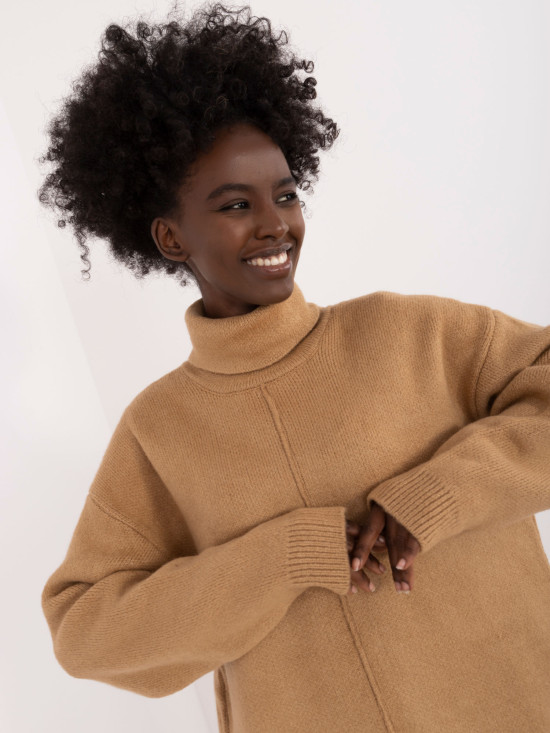 Stylish Brown Mini Dress with Long Sleeves