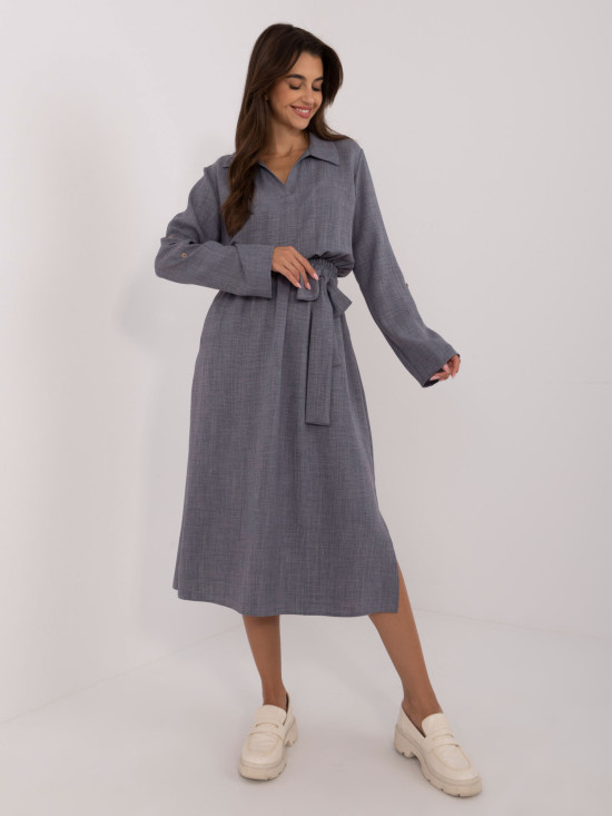 Elegant Flared Dress in Dark Gray