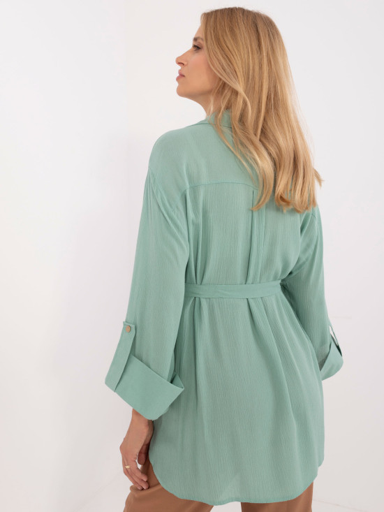 Comfortable Pistachio Shirt with 3/4 Sleeves