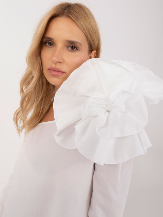 Elegant White Blouse with Asymmetrical Neckline