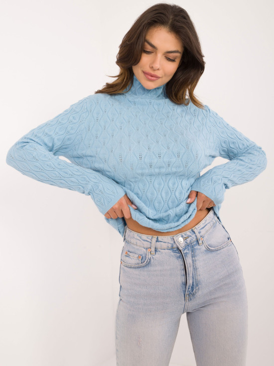 Light Blue Sweater with Turtleneck