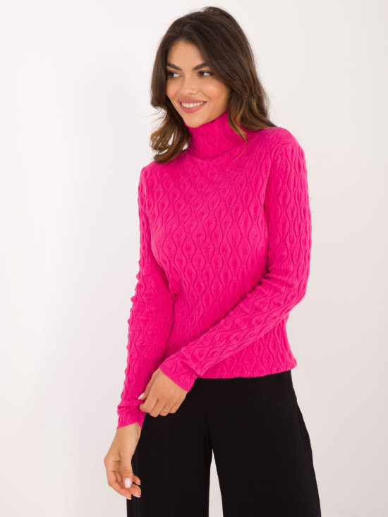 Stylish Fuchsia Sweater with Turtleneck