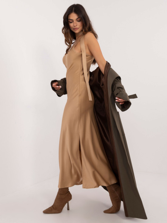 Elegant Flared Dress in Camel Color