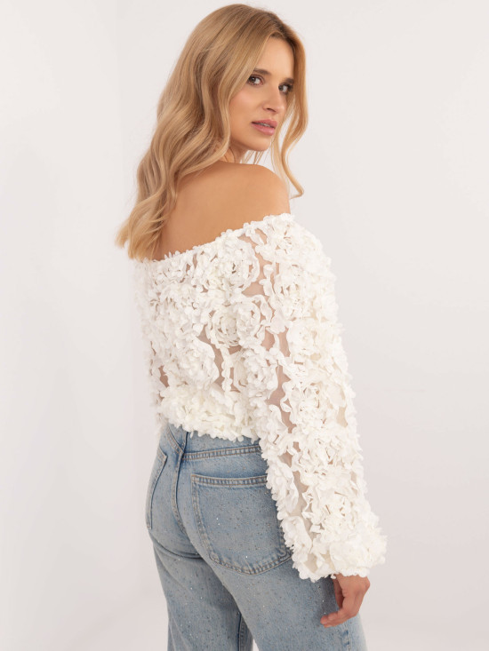 Elegant Ecru Blouse with Long Sleeves