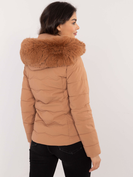 Comfortable Winter Jacket with Hood in Camel Color