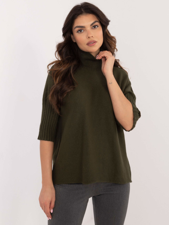 Stylish Khaki Sweater with Turtleneck