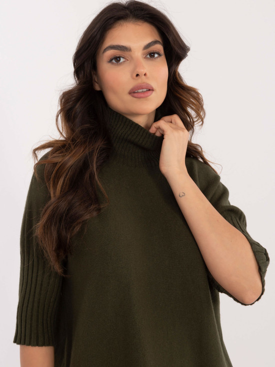 Stylish Khaki Sweater with Turtleneck