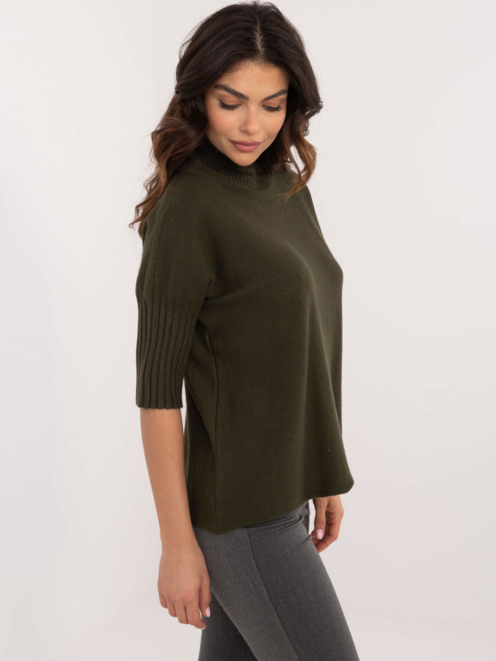 Stylish Khaki Sweater with Turtleneck