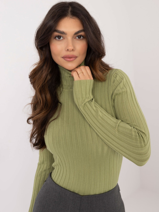 Stylish Sweater with Turtleneck in Light Green