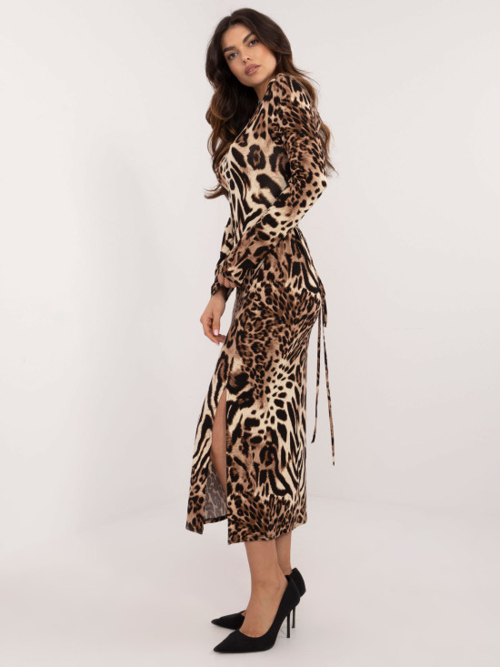 Elegant Midi Dress with Leopard Print