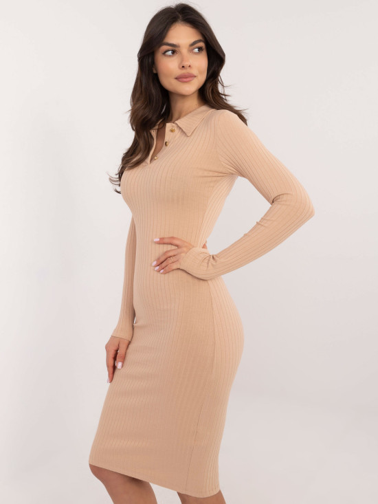 Elegant Brown Dress with Long Sleeves