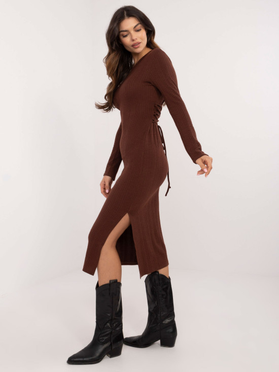 Elegant Midi Dress in Dark Brown
