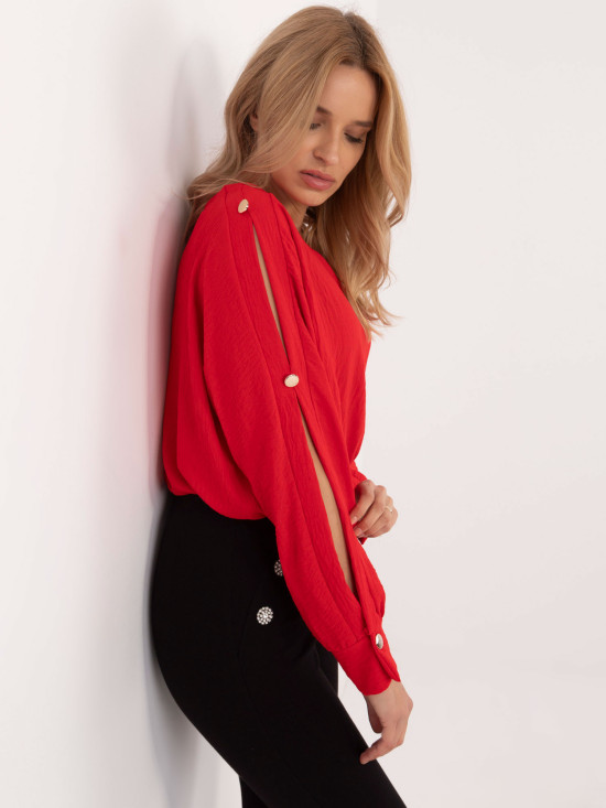 Elegant Red Blouse with Long Sleeves