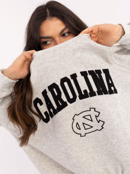 Gray Sweatshirt with Embroidery and Patches