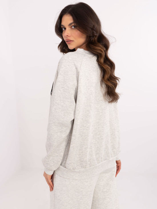 Gray Sweatshirt with Embroidery and Patches