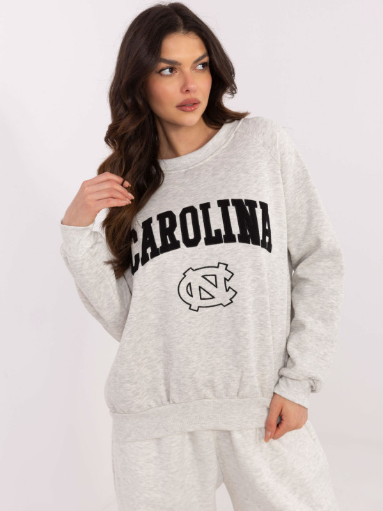 Gray Sweatshirt with Embroidery and Patches