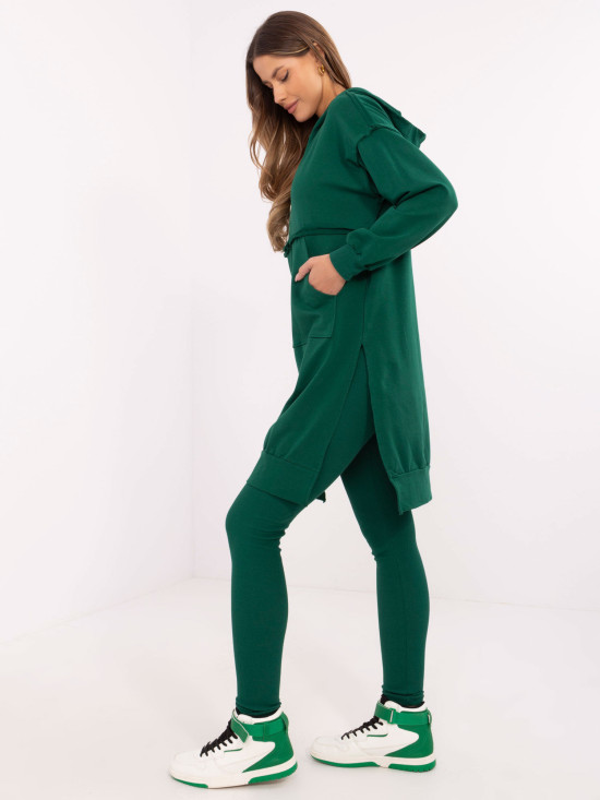 Stylish Hooded Set in Dark Green