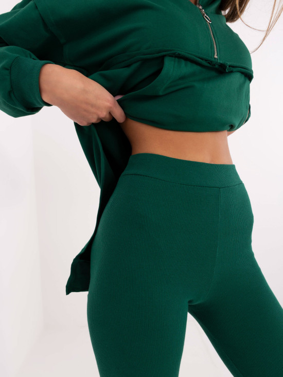 Stylish Hooded Set in Dark Green
