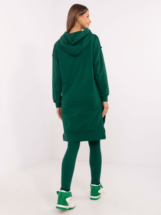 Stylish Hooded Set in Dark Green