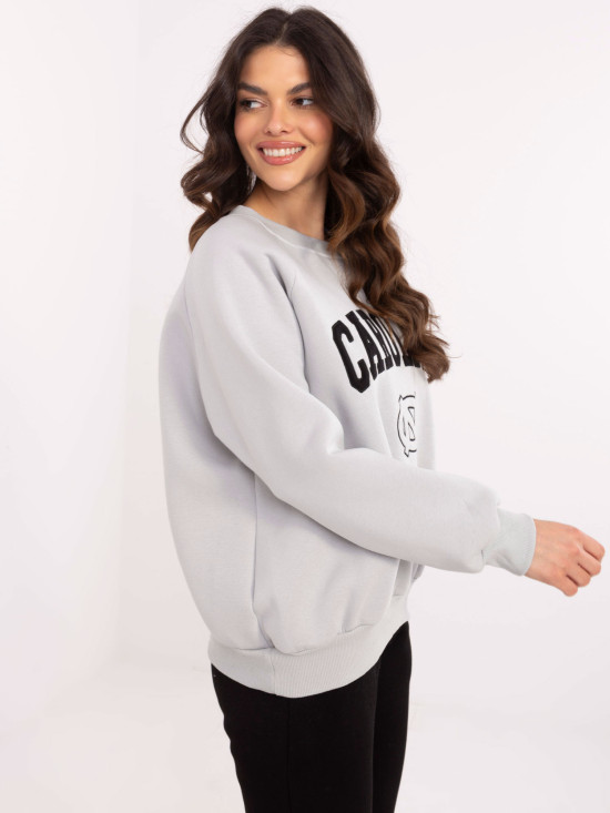 Gray Pullover with Embroidery and Patches