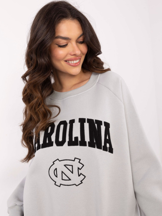 Gray Pullover with Embroidery and Patches