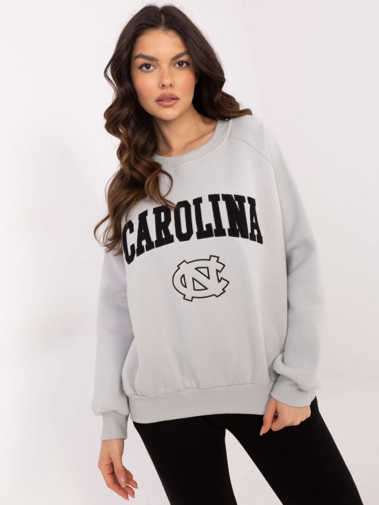 Gray Pullover with Embroidery and Patches