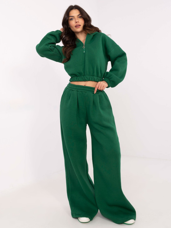 Stylish Hooded Set in Dark Green