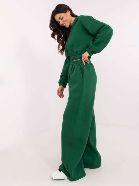 Stylish Hooded Set in Dark Green