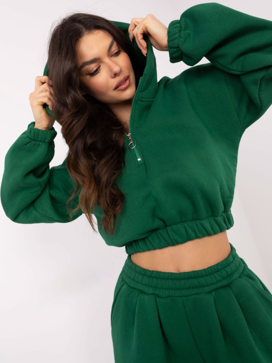 Stylish Hooded Set in Dark Green
