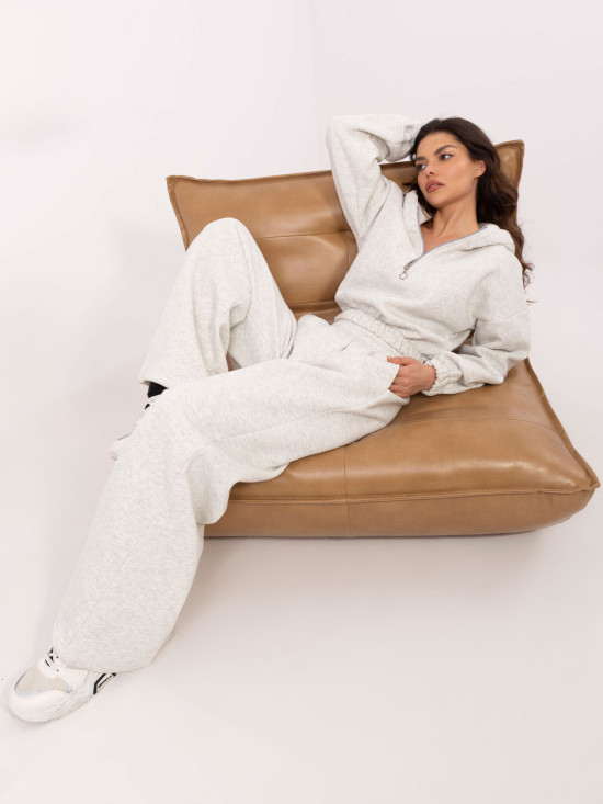 Stylish Hooded Set in Light Gray