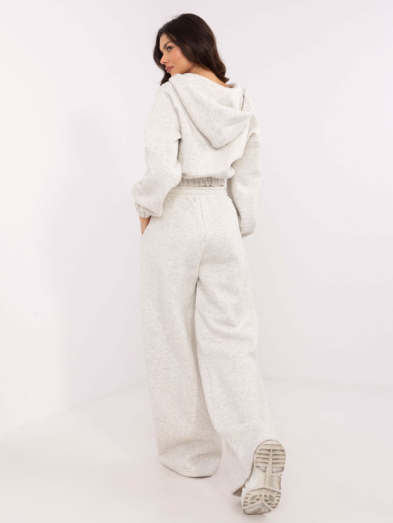 Stylish Hooded Set in Light Gray