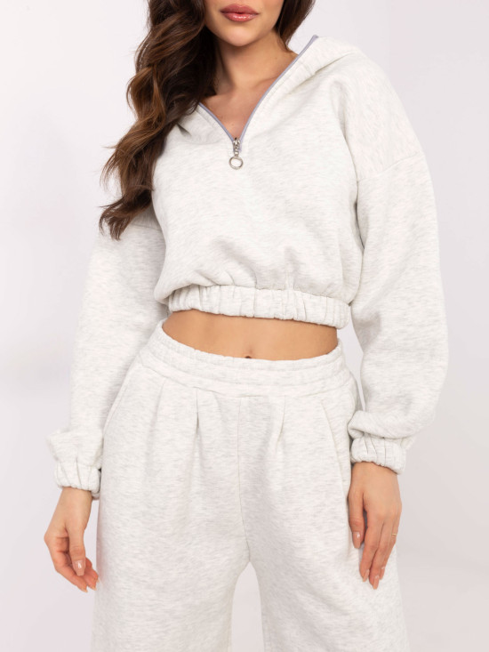 Stylish Hooded Set in Light Gray