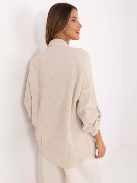 Beige Women's Long Sleeve Shirt