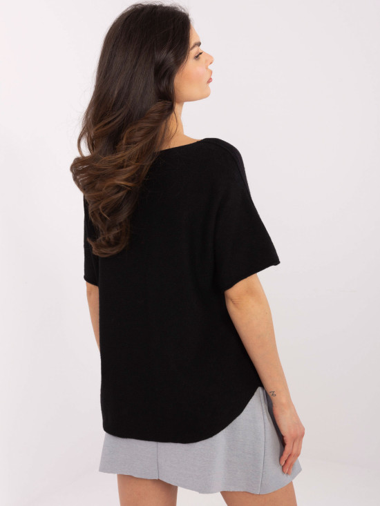 Black Short Sleeve Sweater