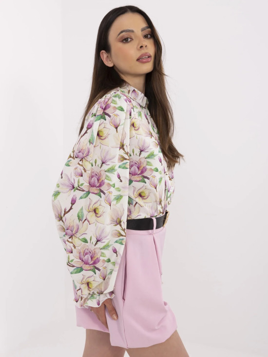 Elegant White Blouse with Floral Pattern