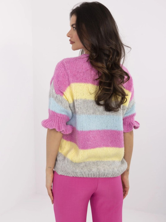 Gray and Pink Striped Sweater