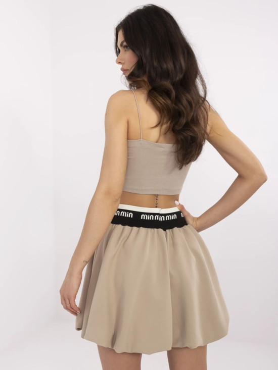 Beige Mini Skirt with Lining