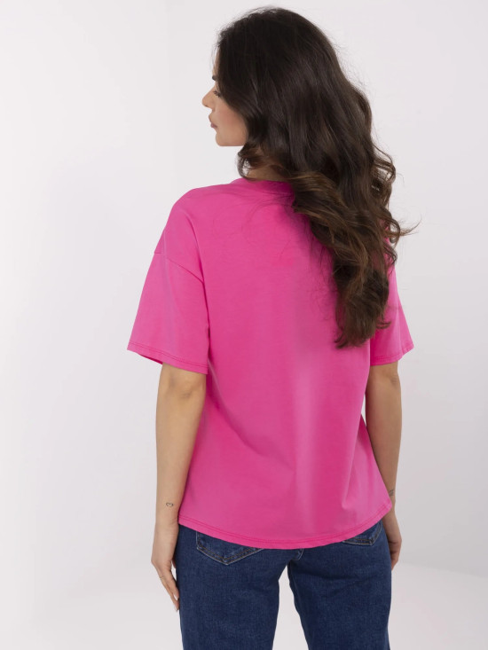 Stylish Short Sleeve T-Shirt in Dark Pink