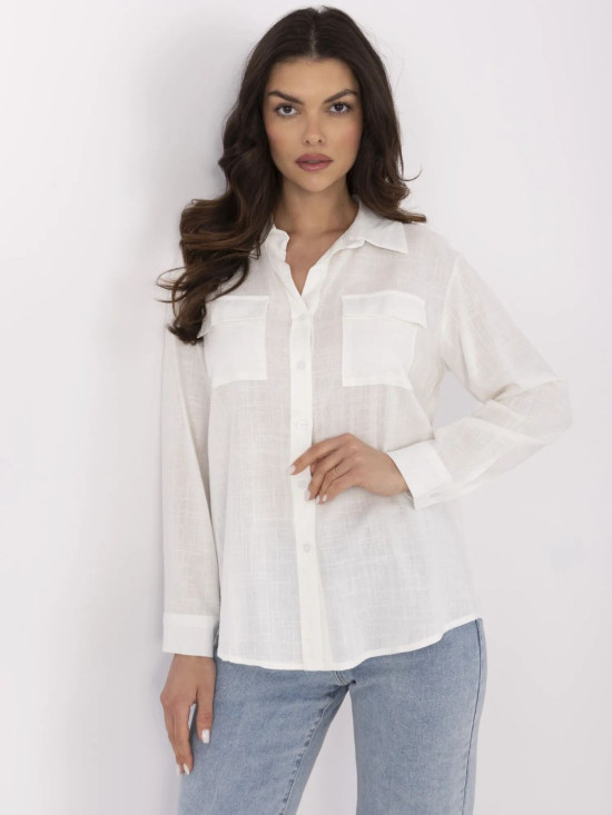 Elegant ecru long-sleeve shirt