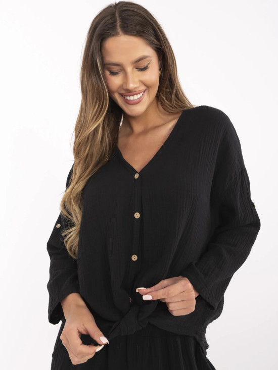 Black Blouse with 3/4 Sleeves
